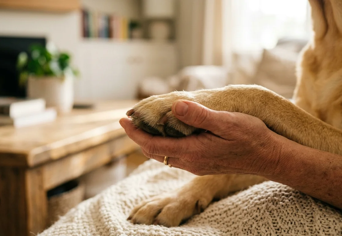 A dog's paw being sniffed, illustrating the Frito feet phenomenon