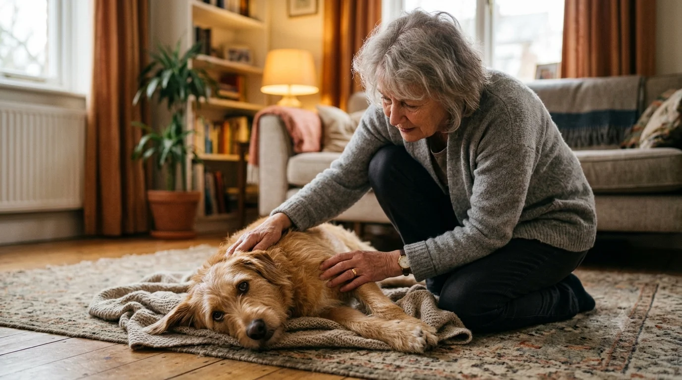A veterinarian examining a dog, illustrating a guide on dog vomiting