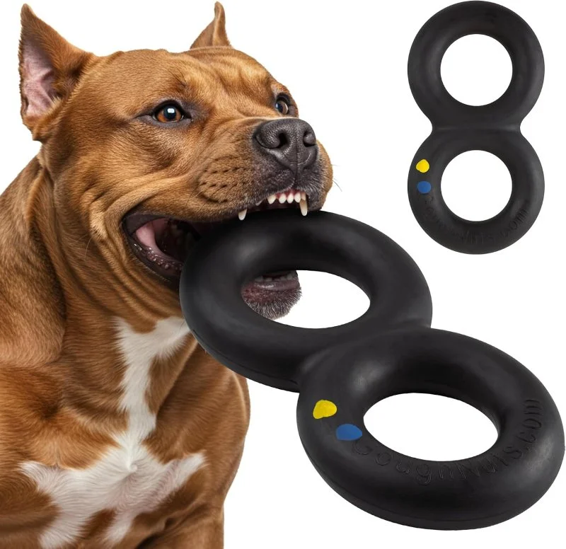 Virtually Indestructible Pull Toy for Large Breeds Such as Pit Bulls and German Shepherds | Heavy Duty Tug Dog Toy | Large | Black