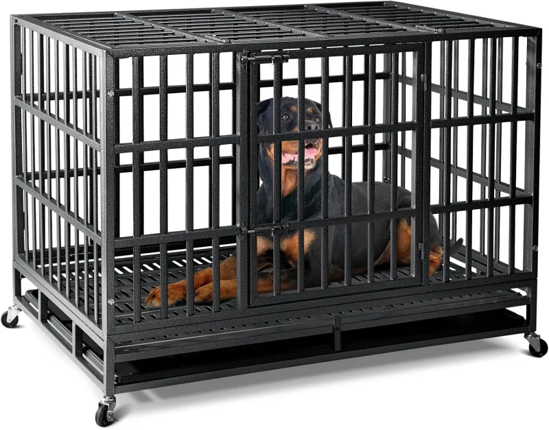 Oranland 48 Inch Heavy Duty Dog Crate,Upgraded Reinforced Baseplate | Indestructible Dog Kennel,Dog Cage for Large Dogs,Max Load Capacity 300lbs